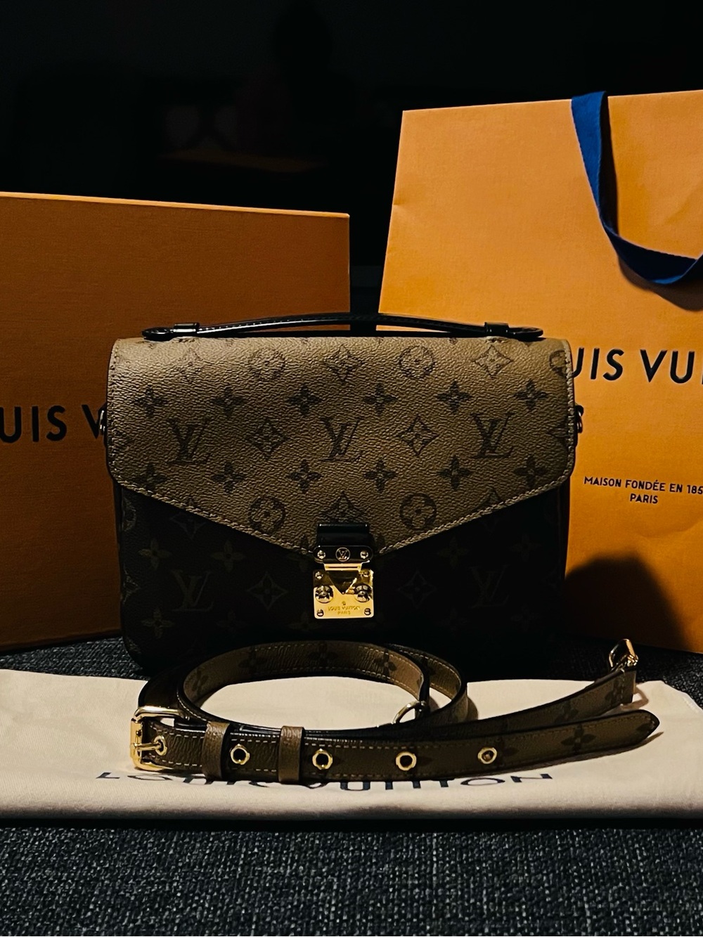 Louis Vuitton Two-Tone Monogram Satchel in Brown and Dark Brown